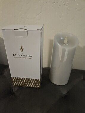 Gray Real Flame-Effect Luminara Pillar Candle
